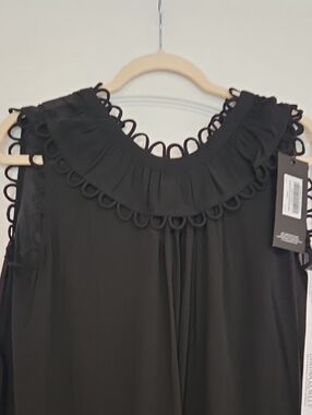 Cynthia Rowley Black Sleeveless Georgette Silk Midi Dress